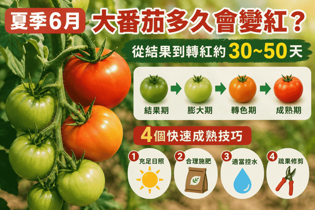 夏季6月大番茄多久會變紅?從結果到轉紅約多少天(附4個快速成熟技巧) 夏季6月大番茄多久會變紅? compressed