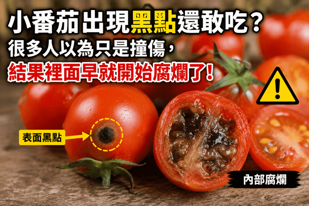 小番茄出現黑點還敢吃?很多人以為只是撞傷,結果裡面早就開始腐爛了! 小番茄出現黑點還敢吃 compressed (1)