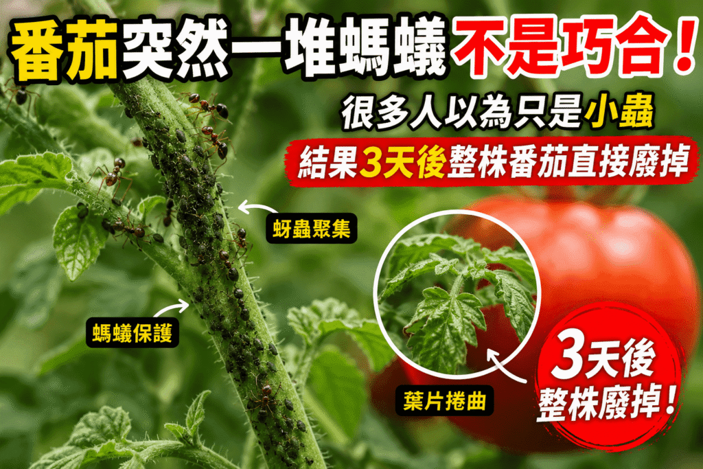 番茄突然一堆螞蟻別忽略!很多人以為只是小黑蟲,結果5天後整株葉子直接捲爛 番茄蚜蟲2026.5.18 compressed compressed